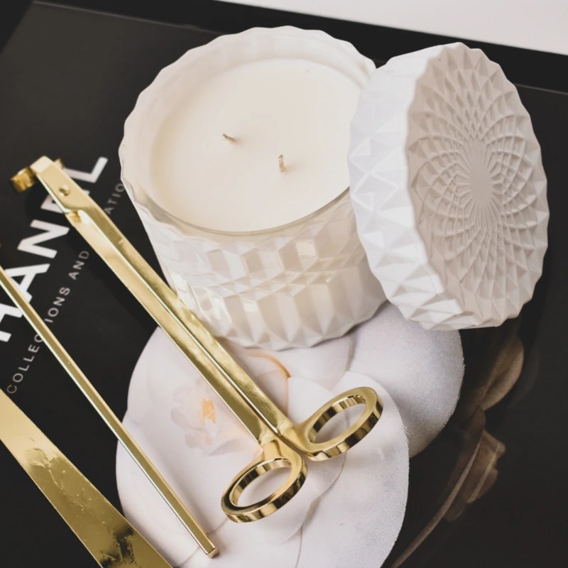 Luxurious Candle In White Glass Jar Natural Succulents