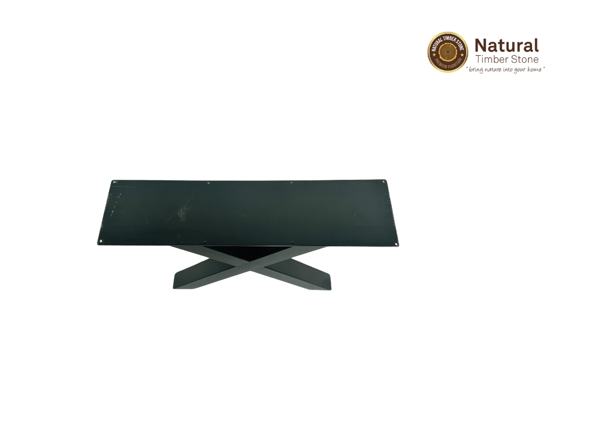 NTSTW70BN T Shaped Dining Table Leg Wooden Frame Natural Timber Stone