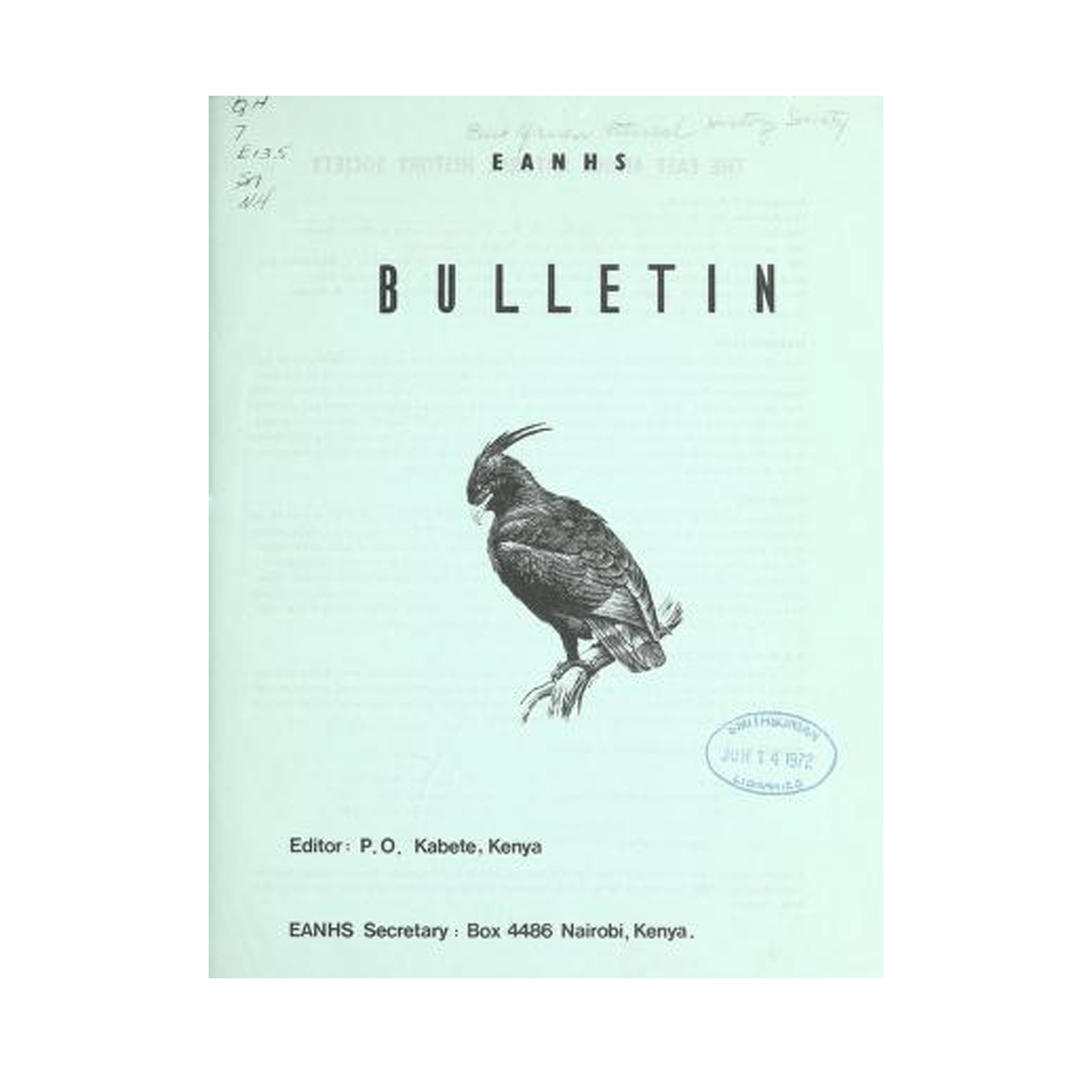 EANHS Bulletin Past Copies Nature Kenya