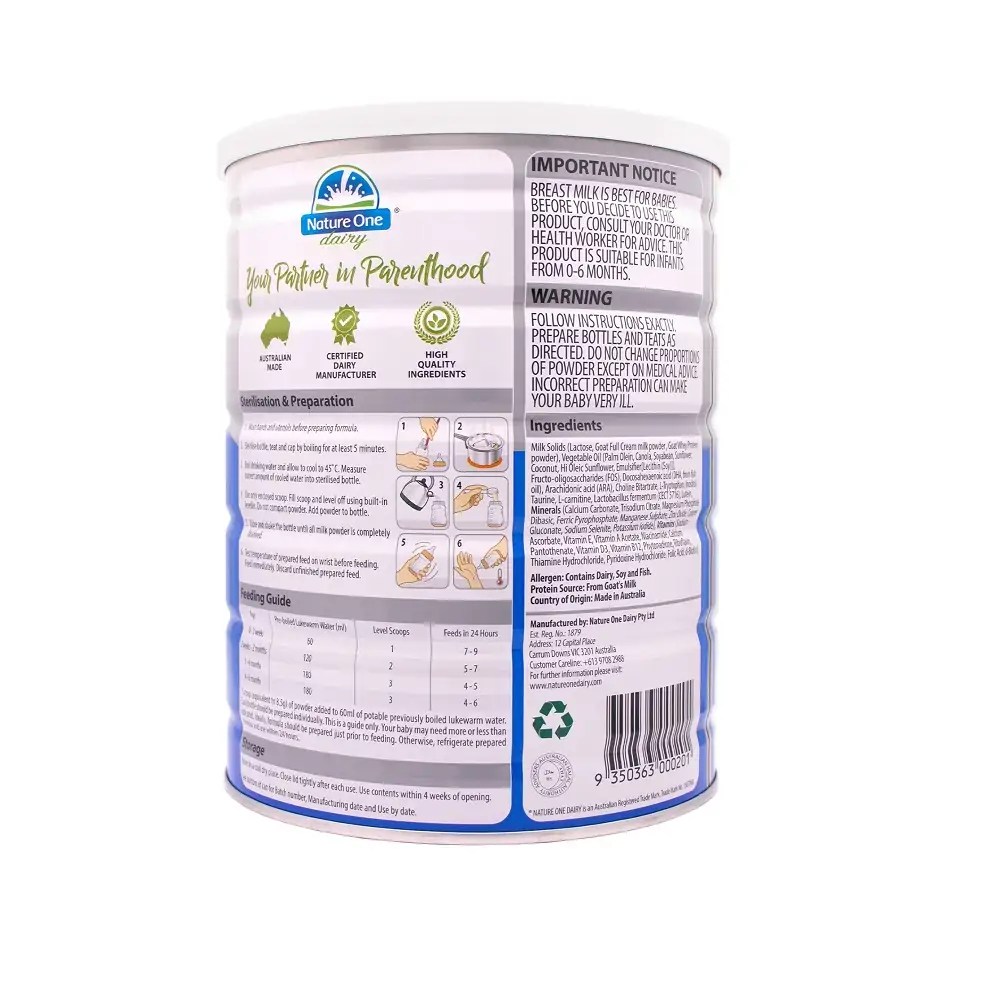 Nature One Dairy Premium Goat Milk Formula Infant Step 1 800g Nature