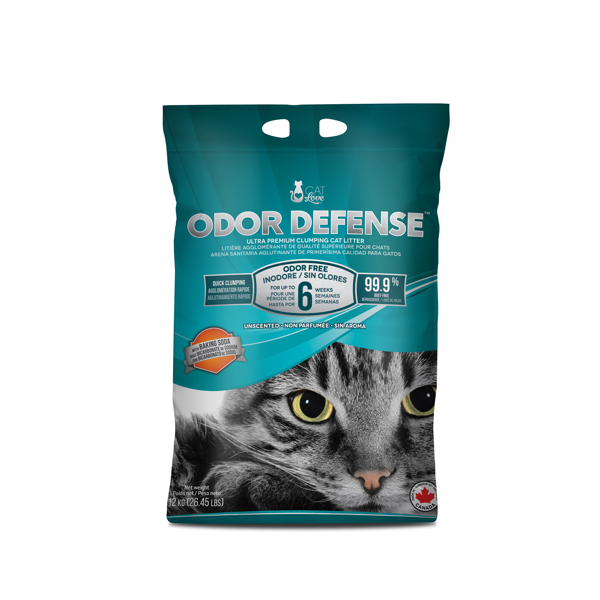 Litière agglomérante Odor Defense Cat Love Centre d'animaux Nature