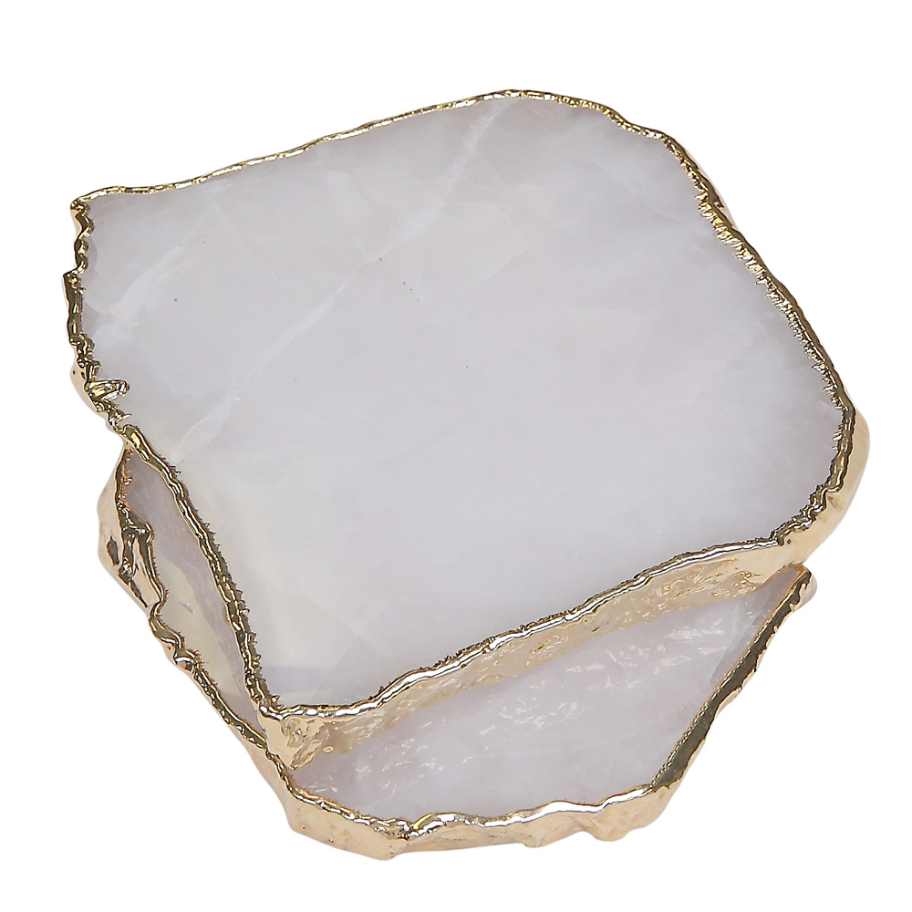 Coaster Set Clear Quartz (Gold Plated) Nature's Artifacts
