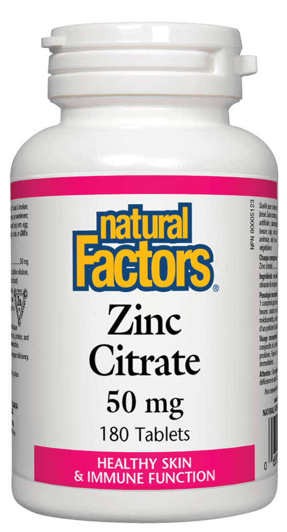 Natural Factors Zinc Citrate 50 mg 180 Tabs Nature's Care