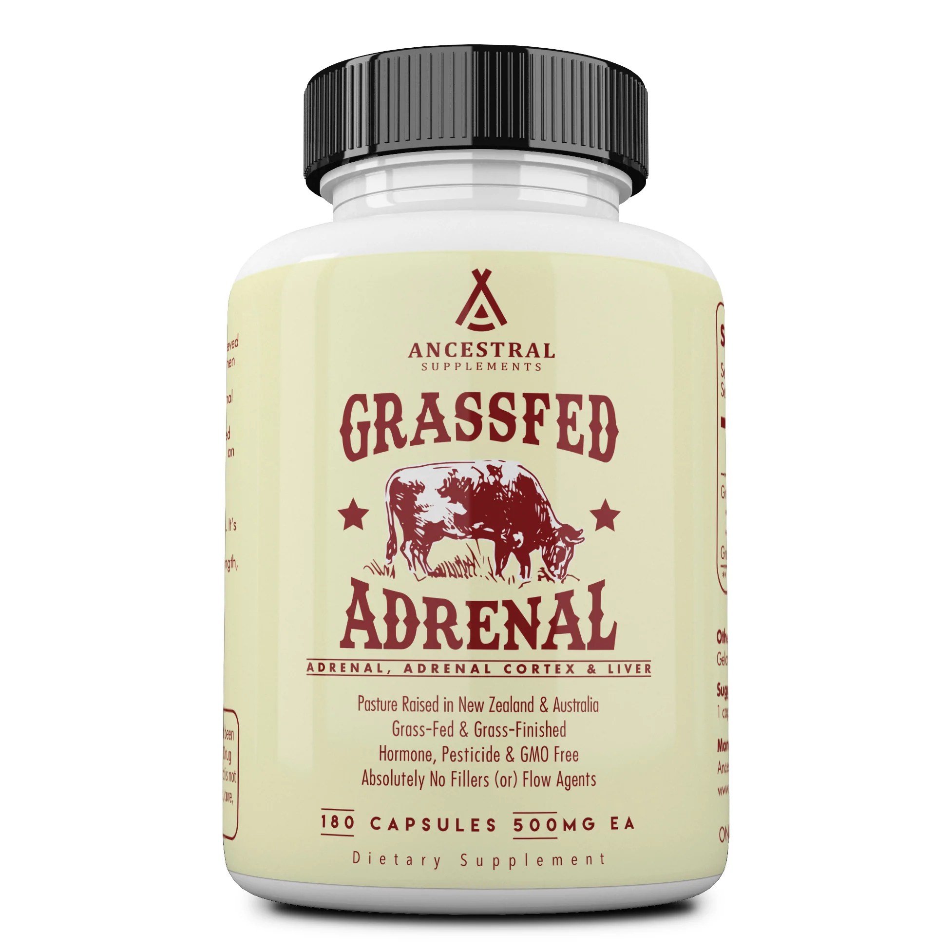GrassFed Beef Adrenal Cortex with Liver (180 Capsules) Ancestral