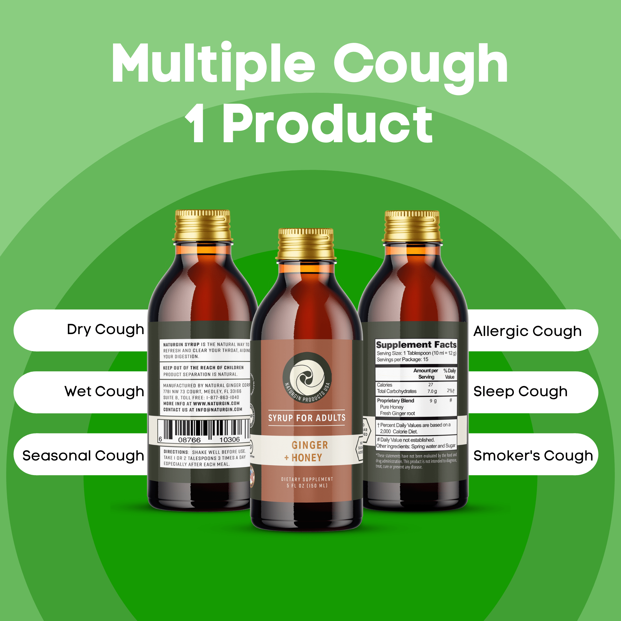 GINGER & HONEY Syrup for Adults for a Healthy Throat.