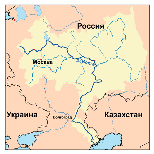 Карта городов расположенных на волге