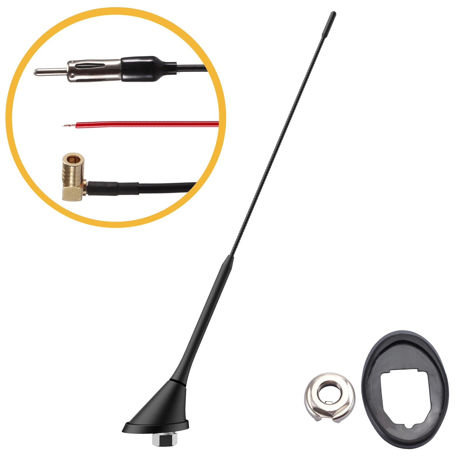 DAB DACHANTENNE FM Radio Antennenfuß 40cm Antennenstab 5m Kabel DAB+