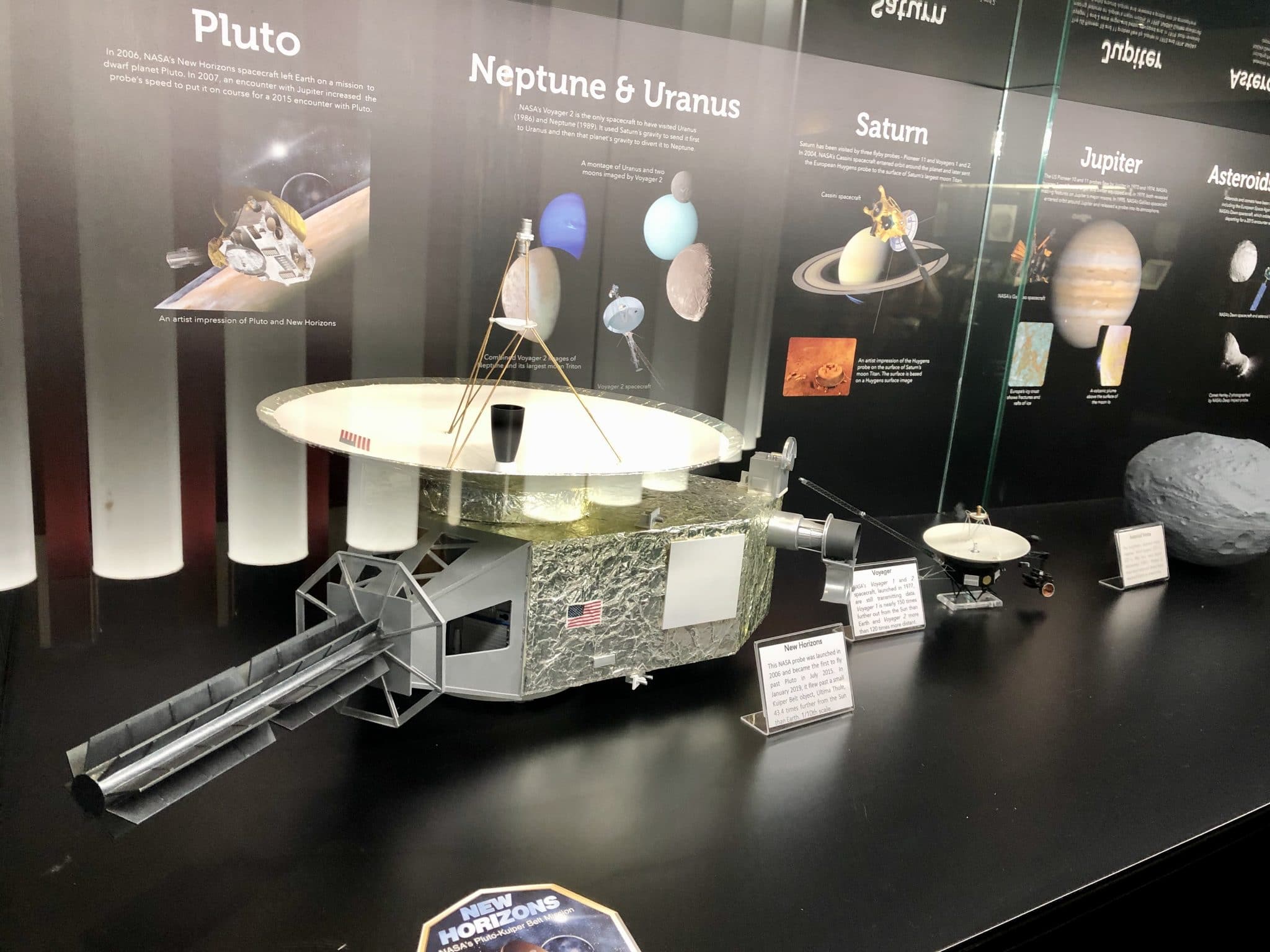 Sir Thomas Brisbane Planetarium Display Zone space craft models and asteroids