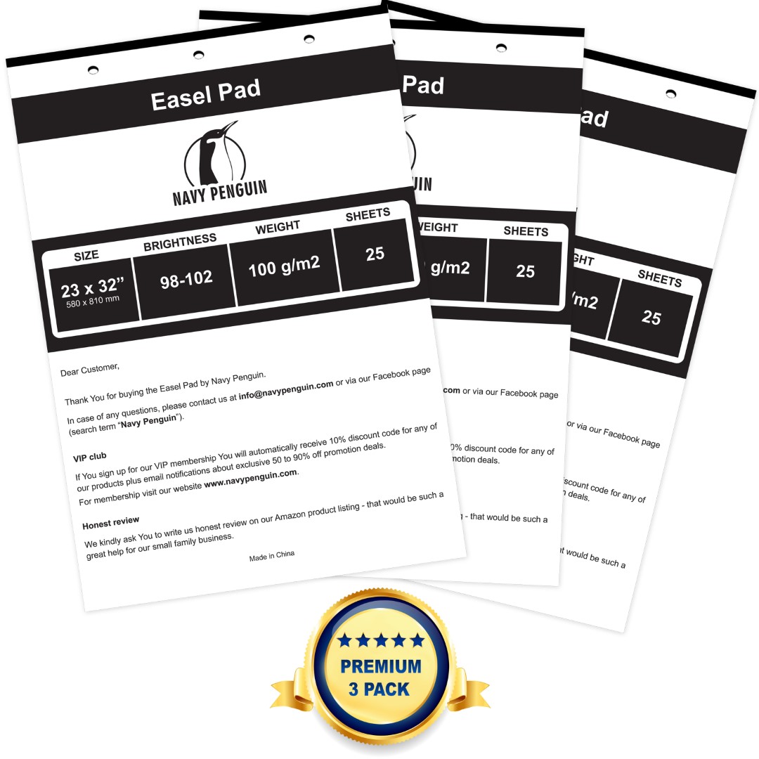 Easel Pad 23×32″ (3 Pack) Navy Penguin