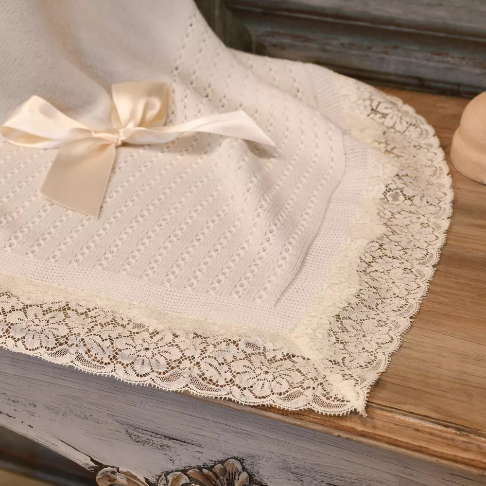 Christening fine knit shawl Nayfer