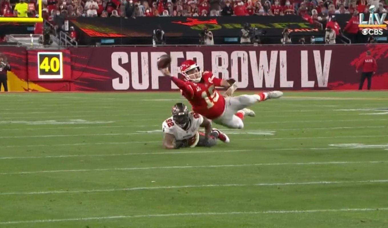 Patrick Mahomes ran a total of 497 yards before his passes/sacks