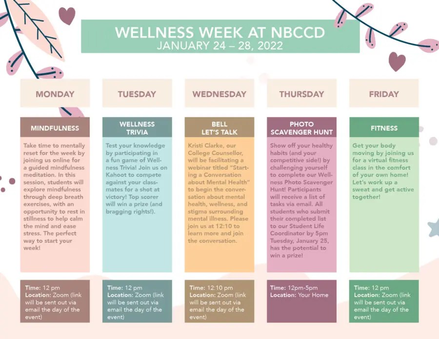 Wellness Week January 2428 New Brunswick College of Craft and Design