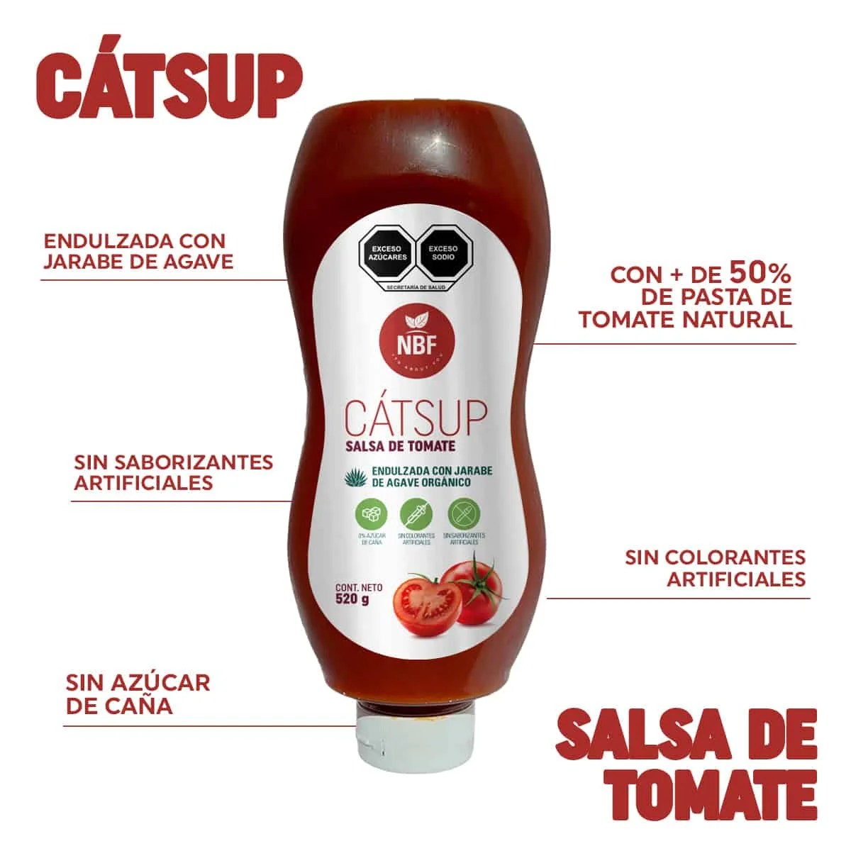 Catsup salsa de tomate 1 Caja 6pz 520gr NBF Market