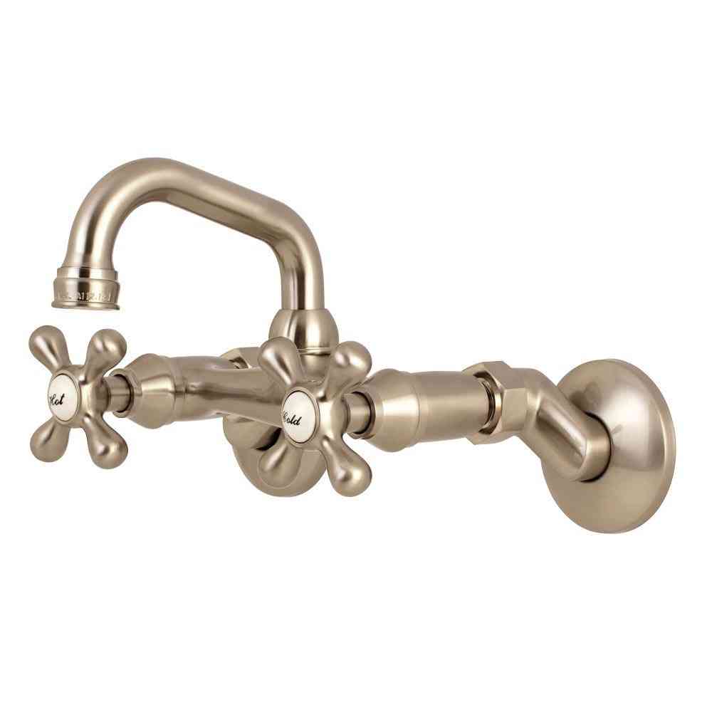 Kingston Brass KS212SN TwoHandle Wall Mount Bath Sink Faucet, Brushed