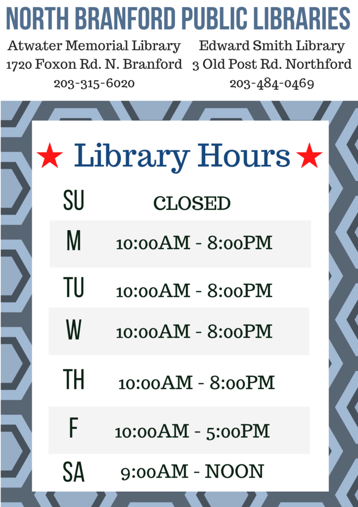 Library Evening Hours are back! North Branford Libraries