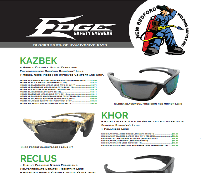 Edge Safety EyeWear New Bedford Welding Supply