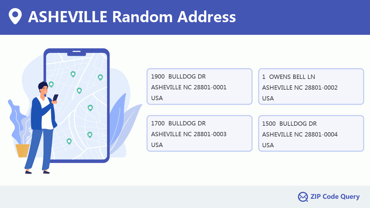 Random Addresses in ASHEVILLE North Carolina United States ZIP Code 5