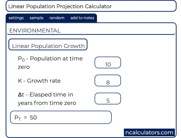 Linear Population Projection Calculator
