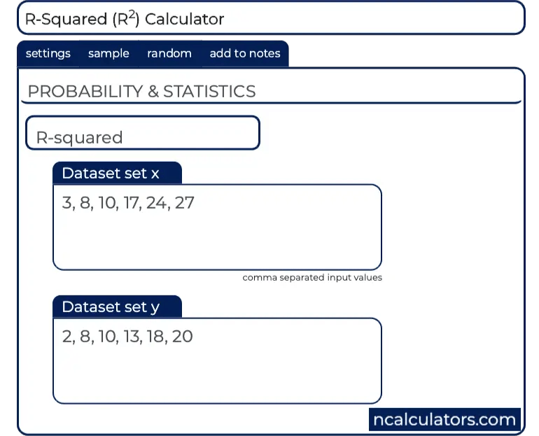 RSquared (R^2) Calculator