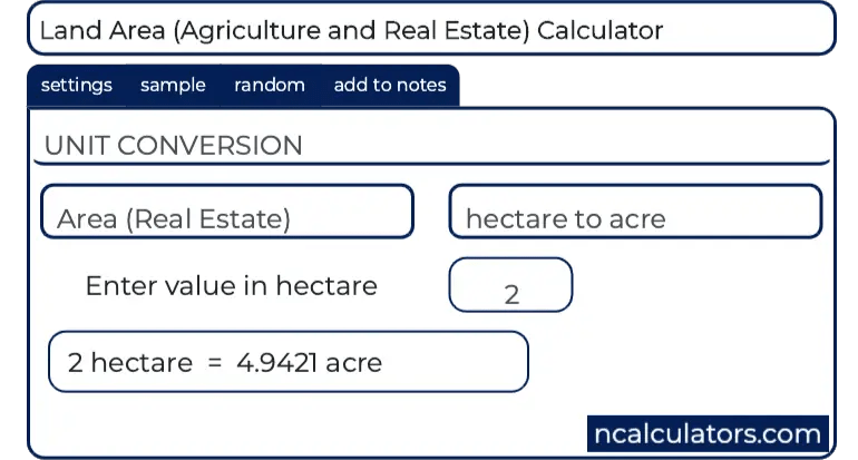 Land Area Conversion Calculator