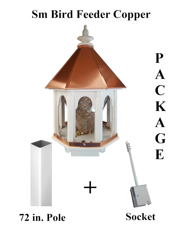 Sm Bird Feeder Copper Package 6ft Post