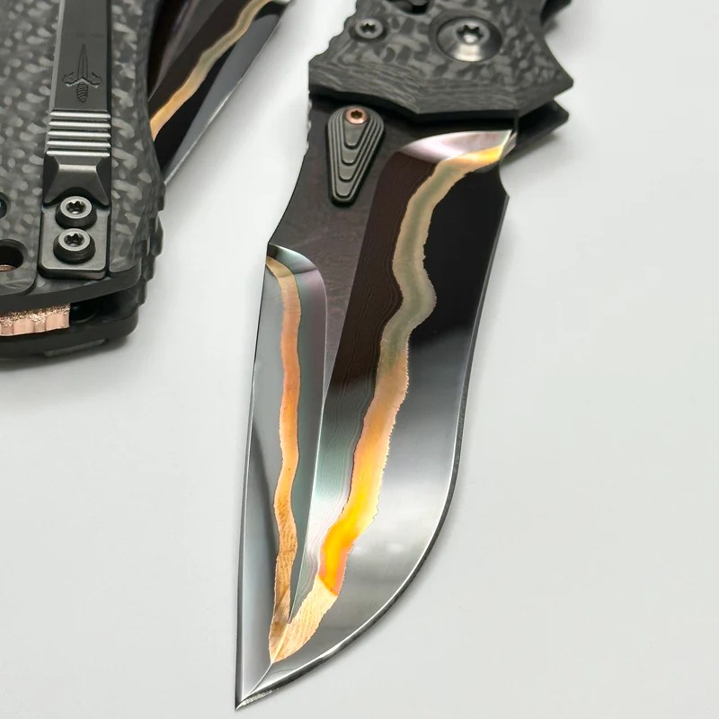 Marfione Custom Knives Amphibian RAMLOK Hot Blued Tiger Mai Baker For