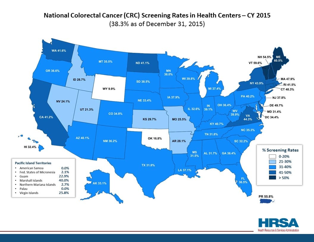 Map Resource National Colorectal Cancer Screening Rates in Health