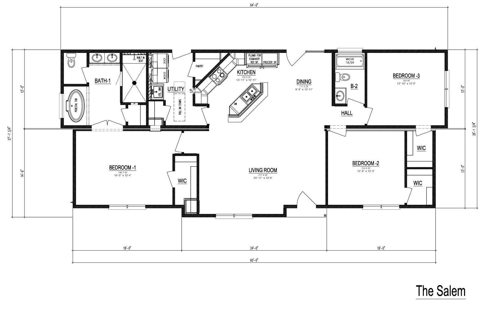 The Salem Custom Modular Home 3 bedroom Modular Home NC
