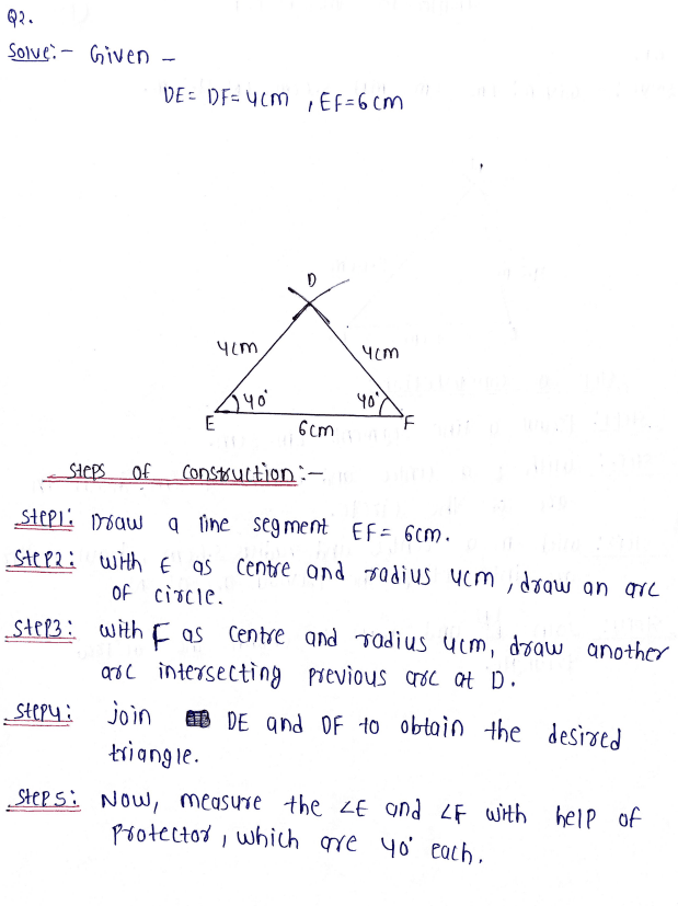 Chapter 10 Construction Of Triangles Class7 DAV Secondary