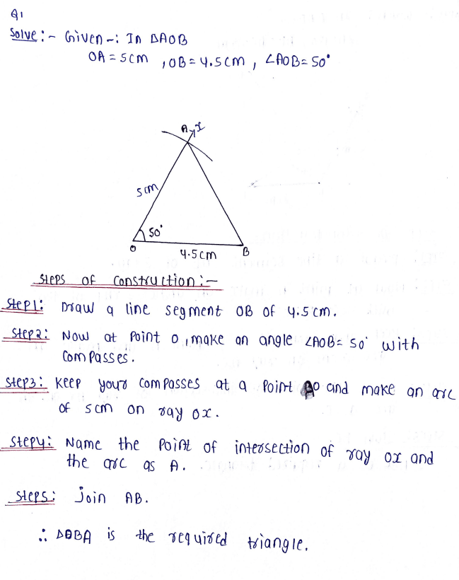 Chapter 10 Construction Of Triangles Class7 DAV Secondary