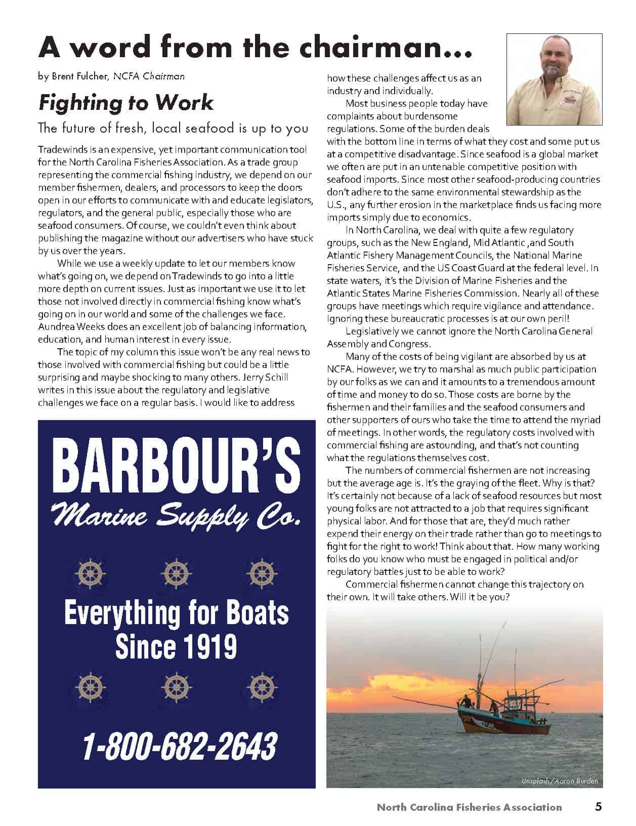A Word From The Chairman North Carolina Fisheries Association, Inc.