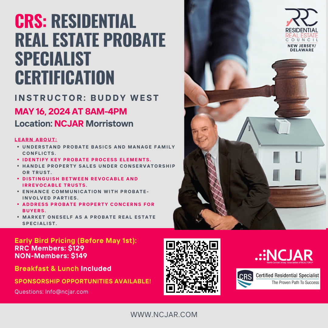 CRS Residential Real Estate Probate Specialist Certification North Central Jersey Association