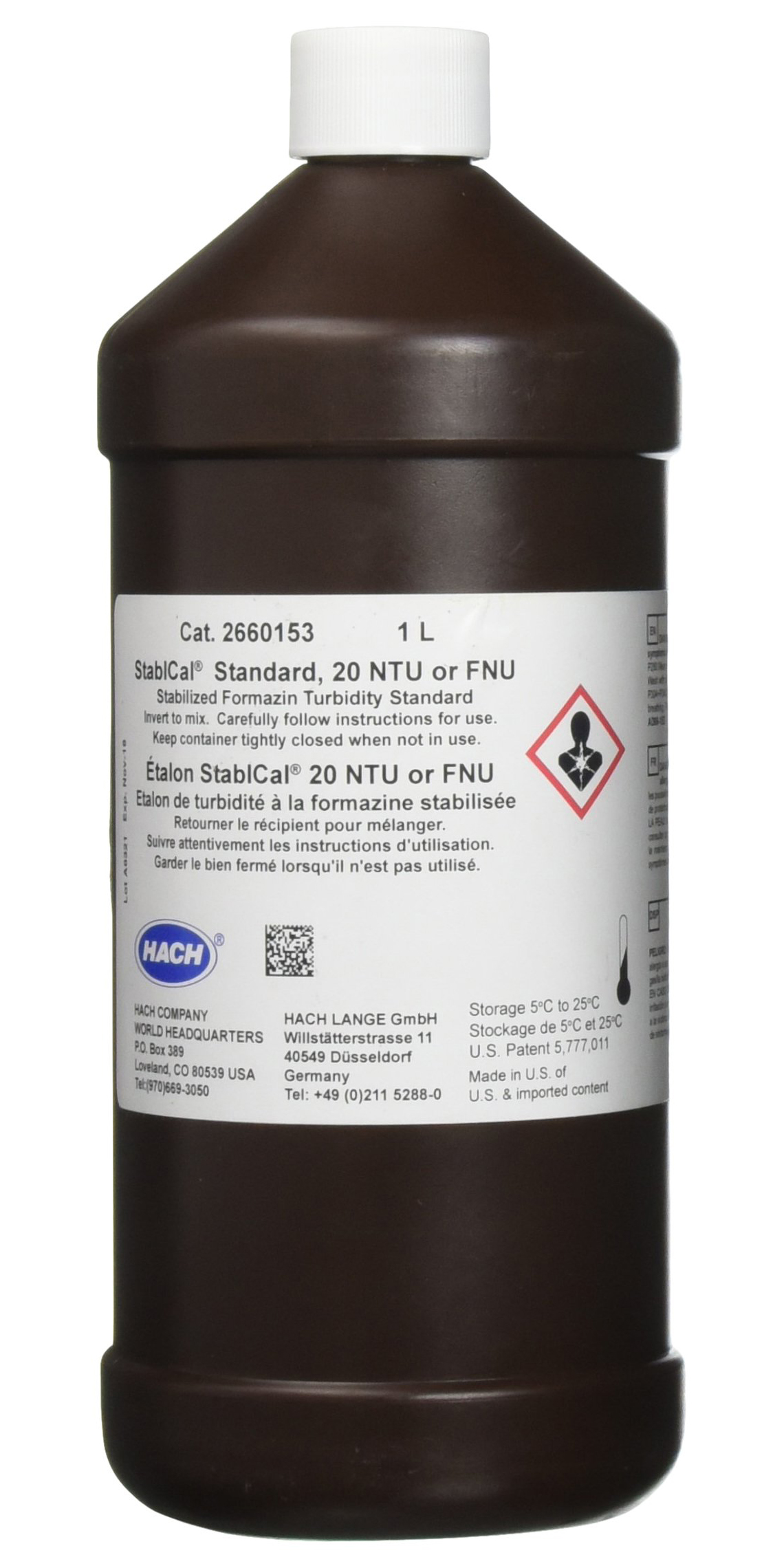 Turbidity Standard, StablCal®, 20 NTU LTR H2660153 NC Labs Products