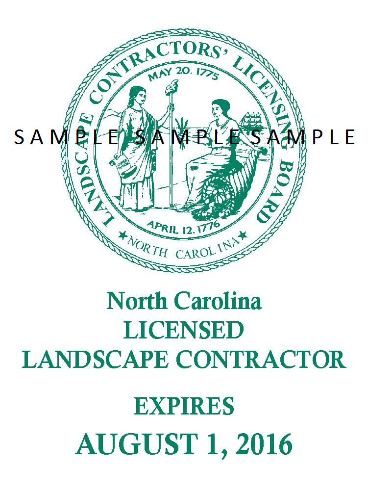 Use of Official Decal and Seal NC Landscape Contractors’ Licensing Board