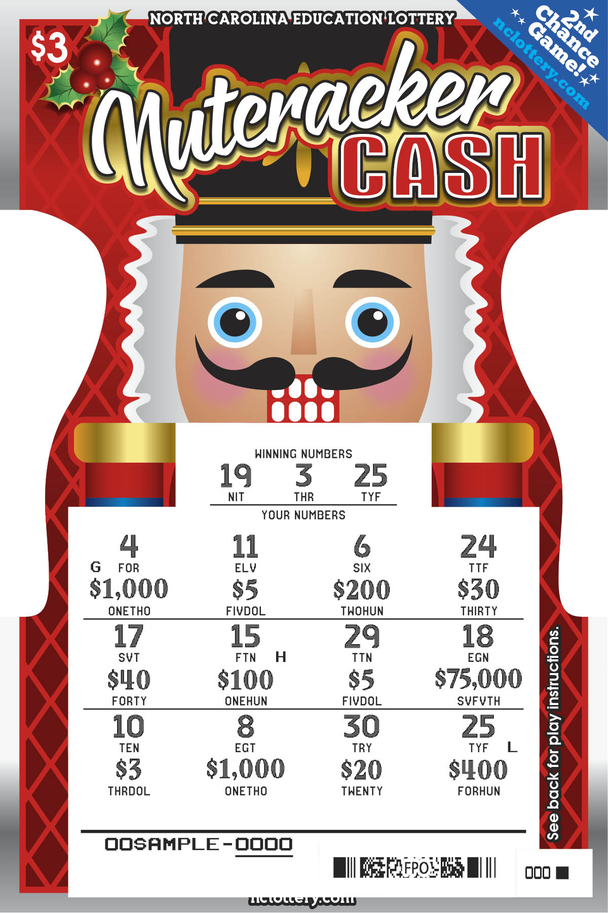 ScratchOff Nutcracker Cash NC Lottery