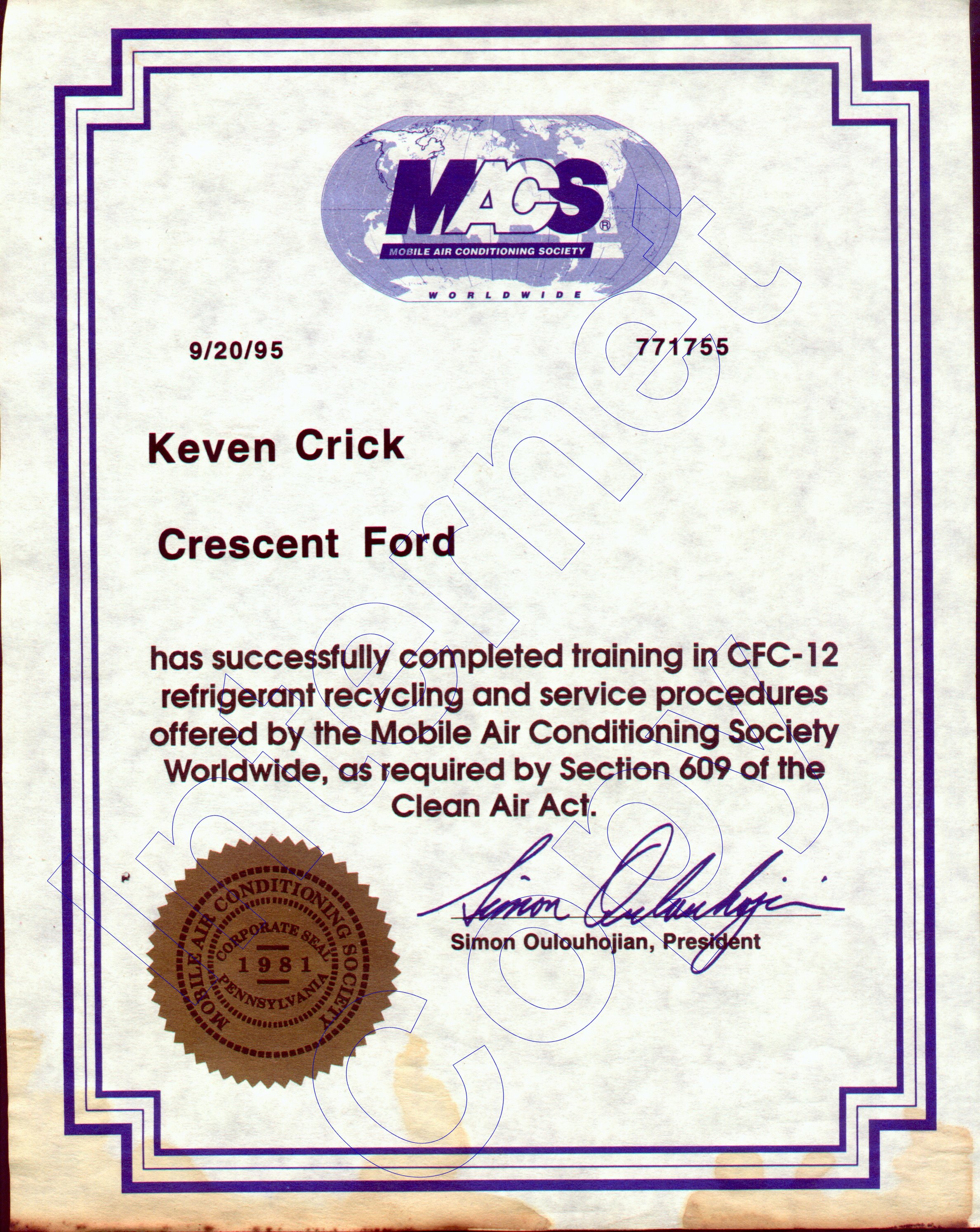 Keven Crick Education & Certifications