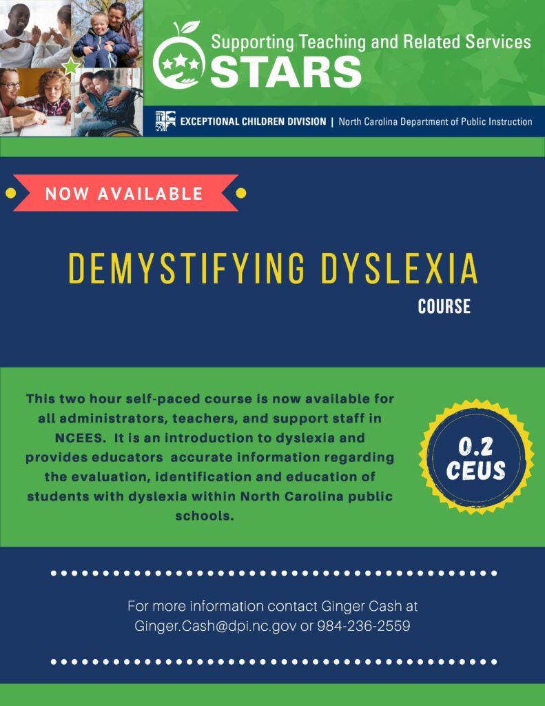 Demystifying Dyslexia Online Course Now Available NC