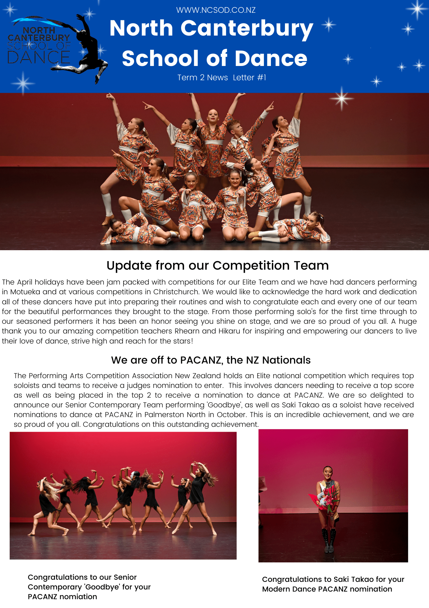 Timetable North Canterbury School of Dance