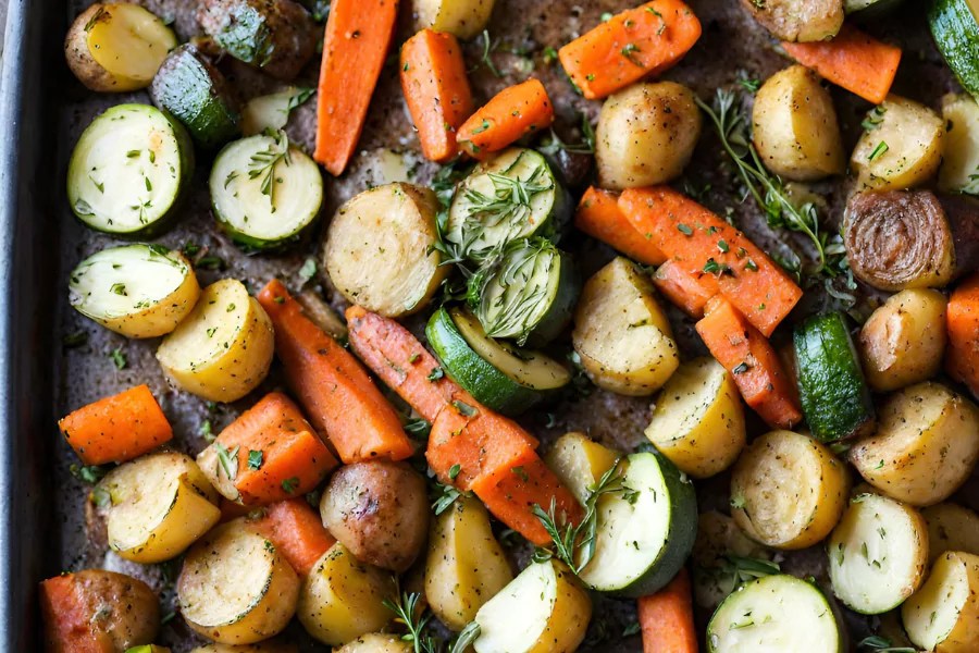 Simply Irresistible Garlic Herb Roasted Potatoes, Carrots, and Zucchini