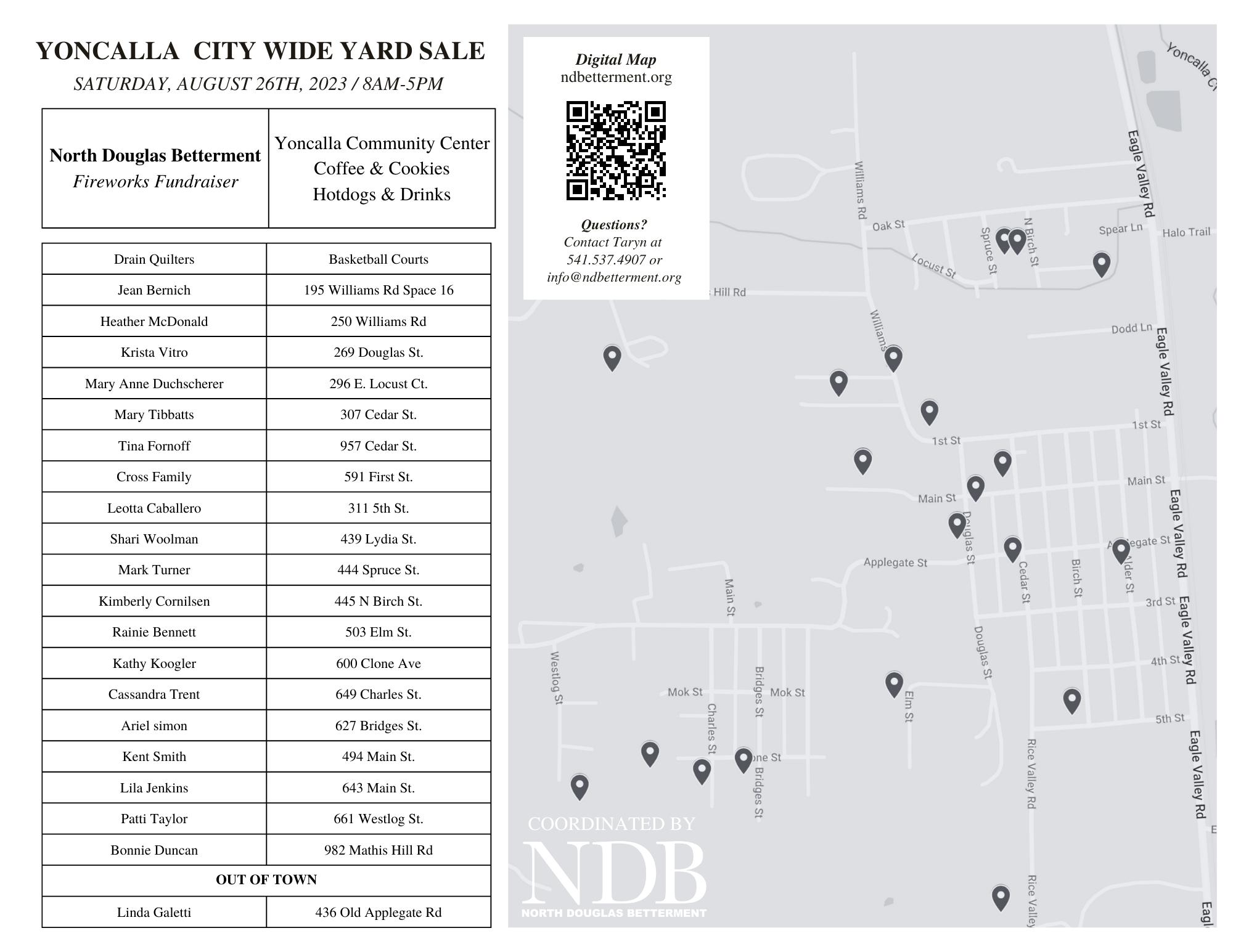 Yoncalla CityWide Yard Sale North Douglas Betterment
