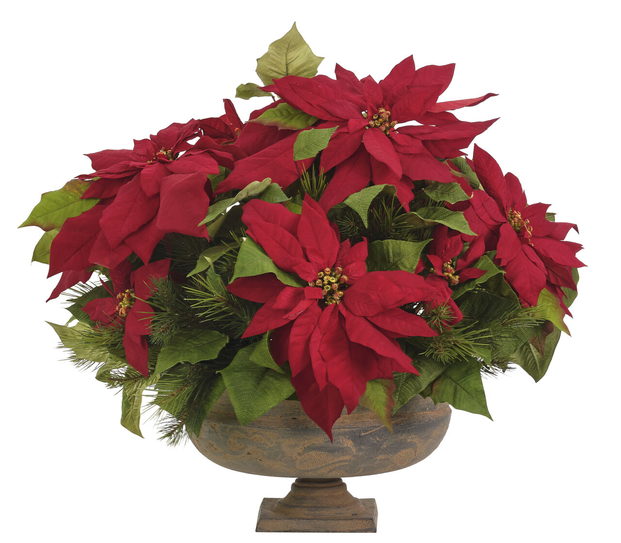 FINAL SALE Poinsettia, Red, Terracotta UrnFaux Arrangement, 24" NDI