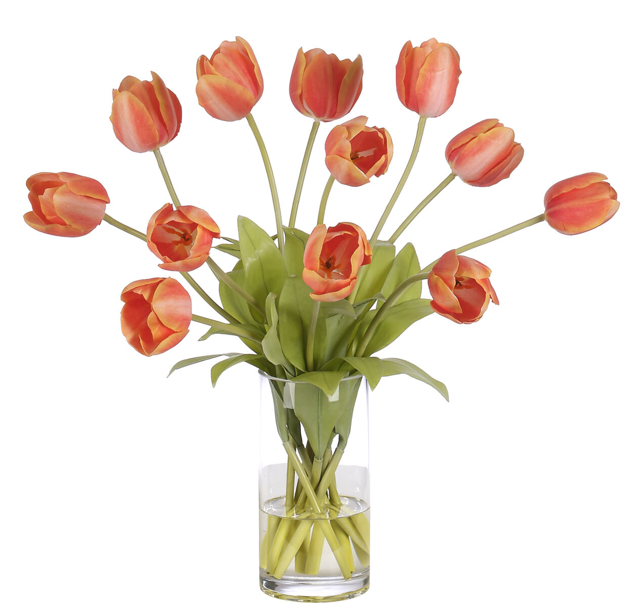Tulip, Orange, Glass VaseFaux Watergarden, 20" NDI