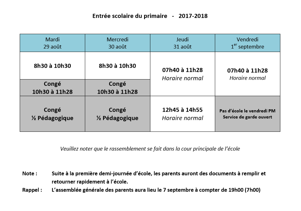 Rentrée scolaire du primaire École NotreDamedeLourdes