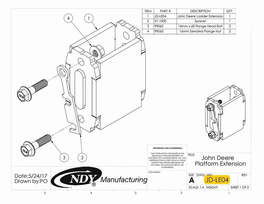 Combine Ladder Extension 4 1/2 inch NDY Manufacturing
