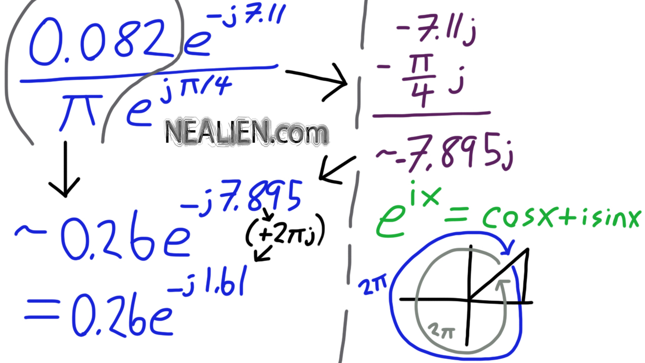 How to do a phasor calculation with radians using a principle of Eulers