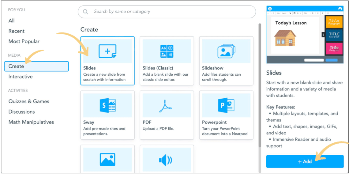 Build a content slide in a Nearpod lesson using Slides Nearpod