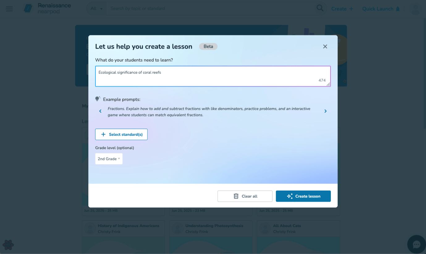 Use AI Create to Generate Lessons in Nearpod Nearpod Student(08)