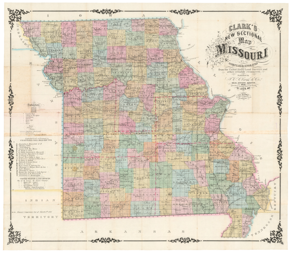 Clark's New Sectional Map of Missouri compiled & engraved from the