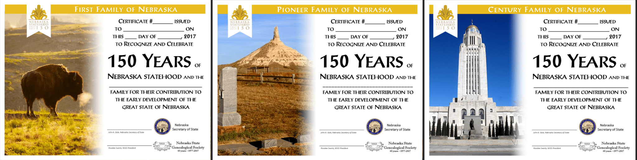 Nebraska State Genealogical Society’s Family Recognition files West