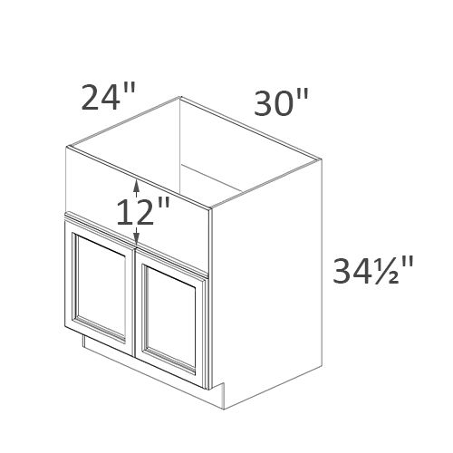 Double Butt Door Farm Sink Base 30wx34.5hx24d New England